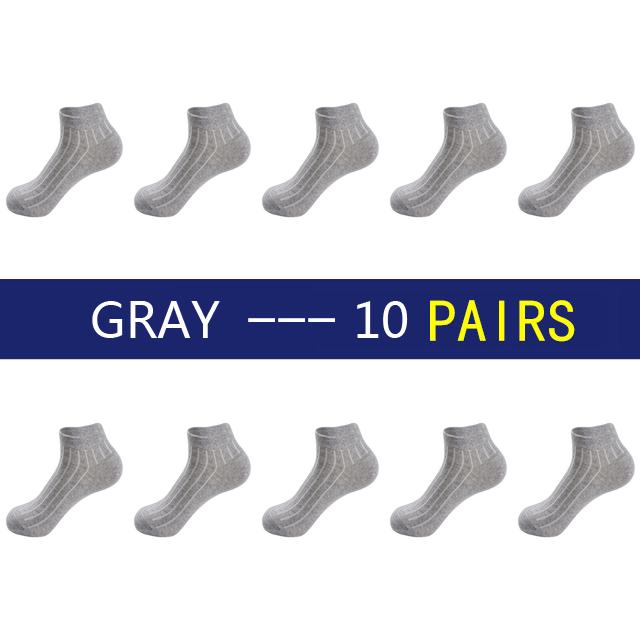 10 Paar hochwertige Herrensocken aus Baumwolle, lässig, atmungsaktiv, Schwarz, Weiß, Frühling, Sommer, Streifen, kurze männliche Bootssocke