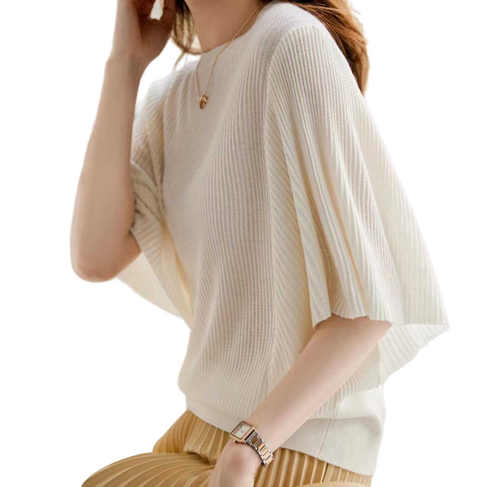 

Свитер Lipknit для лета с рукавами долман Для Для Летняя одежда [Исихара лиаццеай] Женщины, Рукав, Вязаный, Топы, Рубашка, Мягкий, Тонкий, Взрослые, Стильный, Элегантный, белый