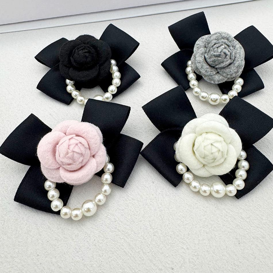 Suqi Elegant Bow Pearl Camellia Brooch - Korean Style Fashion Accessory