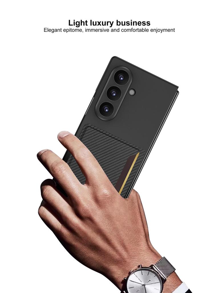 Samsung zFold7 Ultra-Thin Business Style Phone Case with Card Holder and Anti-Drop Protection