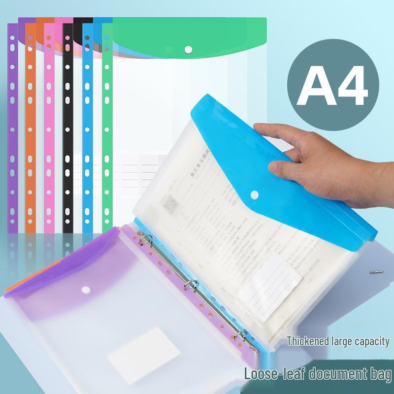 A4 Waterproof Thickened Transparent File Folder with Snap Fastener