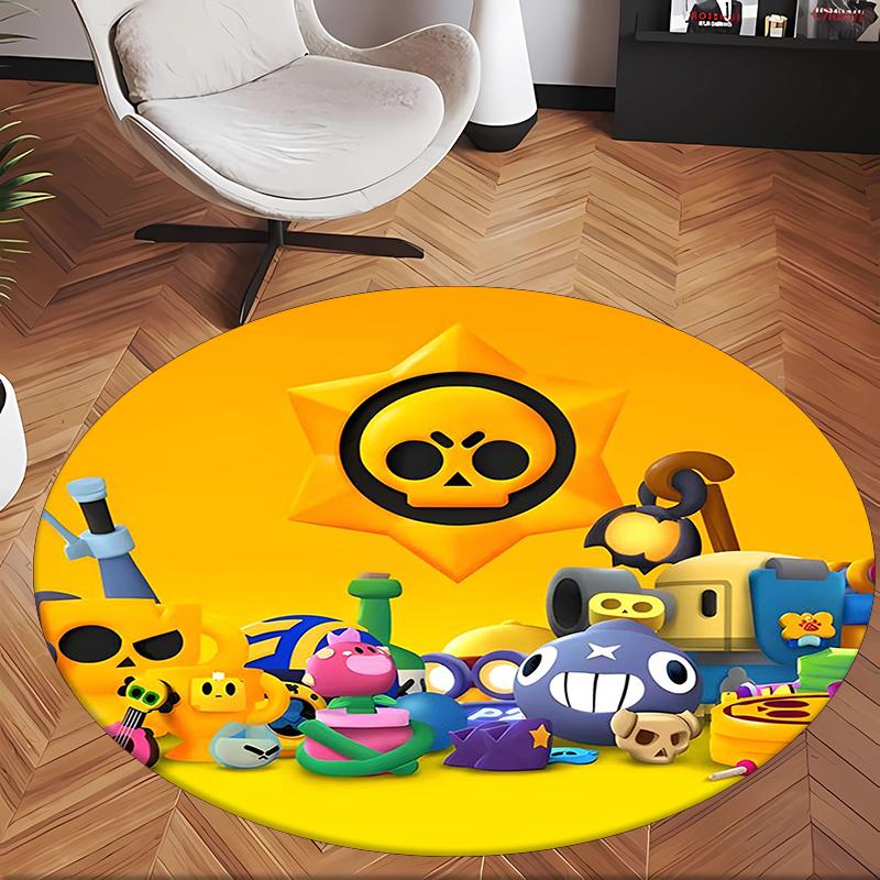 Brawl Stars (5) Round Office Rug Decorative Floor Rug for Office Bedroom Living Room and Home Space