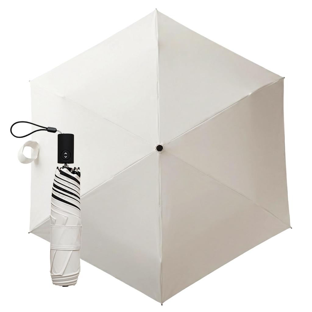 Folding Complete Sun Rain or Shape Automatic Opening and Heat UV Ivory Sylphy's Parasol, 100% Protection, Shine, Memory, One-Touch Closing, 60%