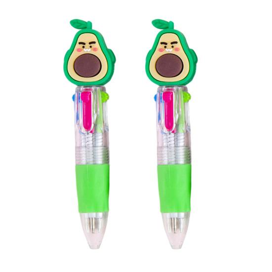 2 Piezas Bolígrafo Retráctil de 4 Colores Dibujos Animados Mini Bolígrafos a Base de Aceite para Estudiantes Escritura Suave Divertidas Suministros Escolares Premio de Aula para Niños.