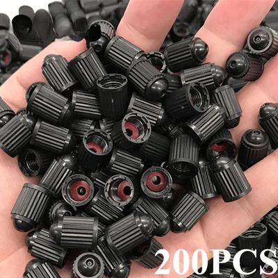 200PCS ventilek automobilových pneumatik Plastové černé krytky ventilů pneumatik pro jízdní kola s kryty O pryžových kroužků Prachový ventil ve tvaru kopule pro automobilové motocykly