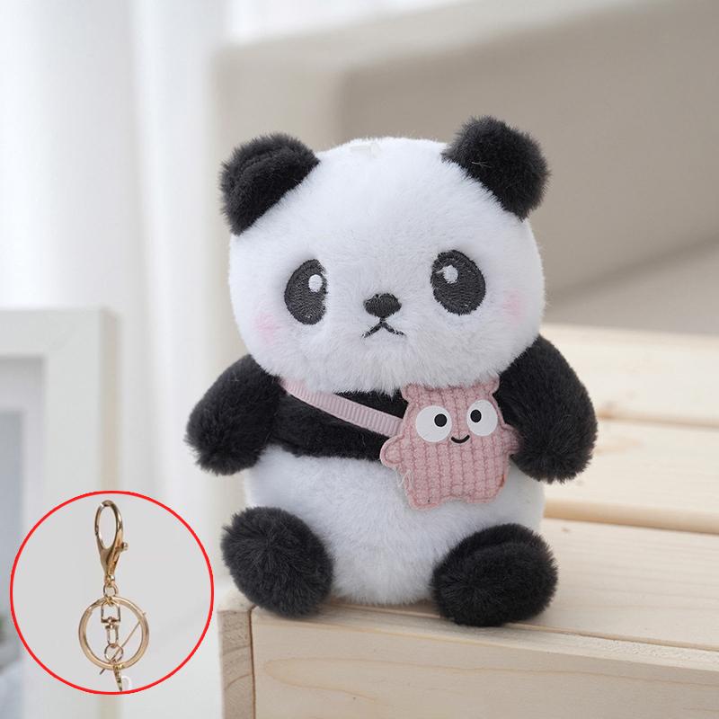Cute Panda Plush Toy Keychain Cartoon Bag Pendant Bag Accessories Car Key Chain Pendant Ornaments  Gift
