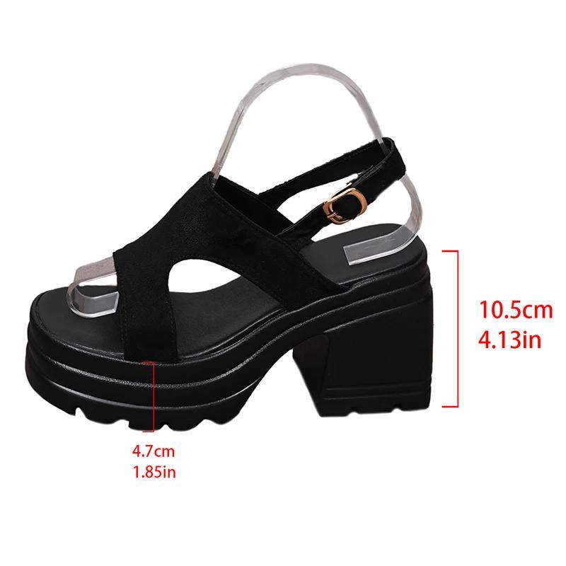 Fashion Women's Gothic Chunky Heels Sandals Summer 2025 Fashion Buckle Strap Platform Sandals Woman Thick Bottom High Heels Roman Shoes