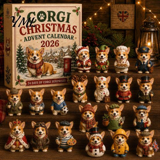 Souvenirs Temáticos de Navidad Calendario de Adviento para Perros, Cuenta Regresiva de 24 Días Set de Adornos Acrílicos con Mini Figuras del Calendario, Decoración Colgante para Árbol, Regalo para Amantes