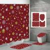 4PCS  Shower Curtain Sets With Shower Curtain And Rugs Toilet Lid Rug U Shape Mat And Bath Mat Bathroom Set  With 12 Hooks