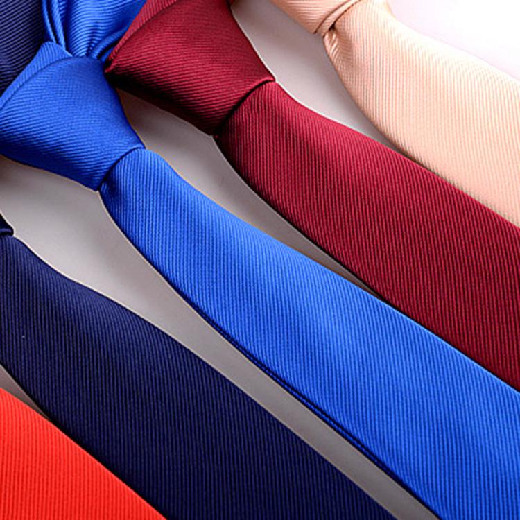 Czarny krawat męski formalny 6 cm w stylu koreańskim - Modny casualowy jednolity kolor poliester jedwab świąteczny biały krawat