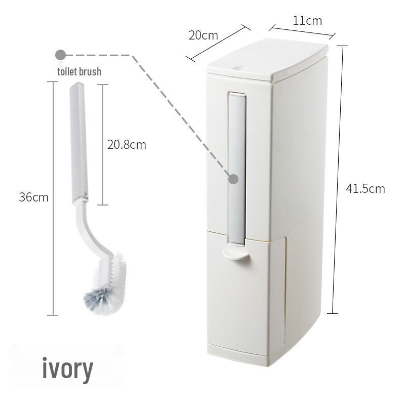 Japanese-Style Bathroom Trash Can & Toilet Brush Set: Compact, Narrow Design with Lid.