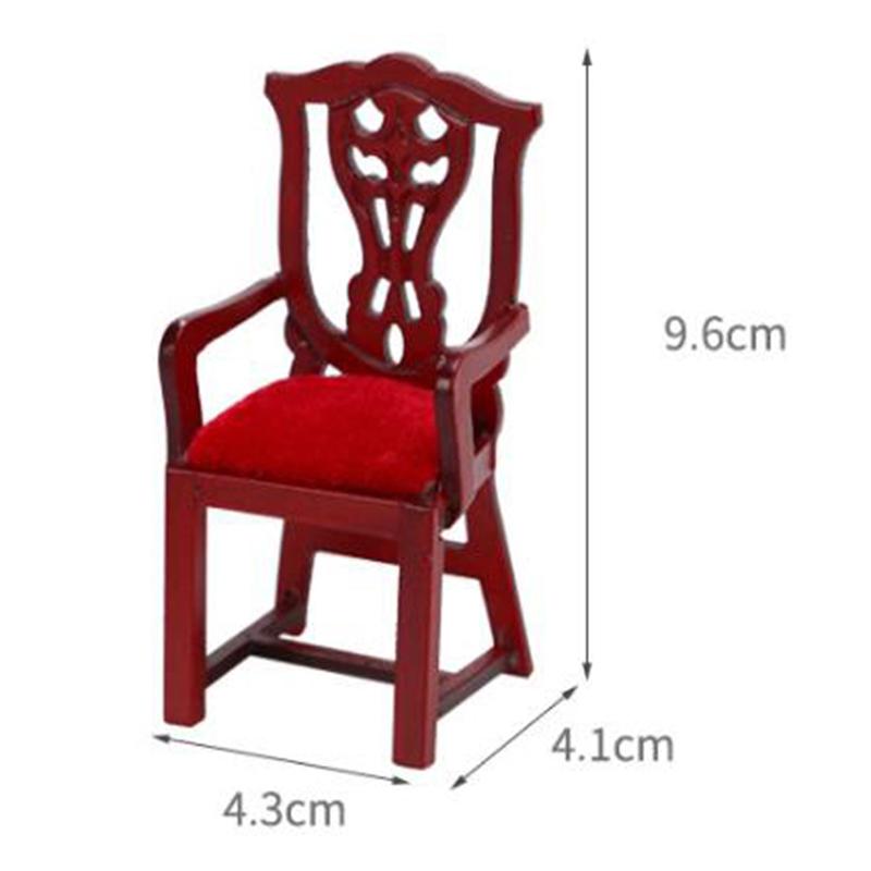 Dollhouse Armchairs Doll House Furniture Miniature Wood Chairs Mini Rocking Chair High Chair Model Furniture Decor Accessories