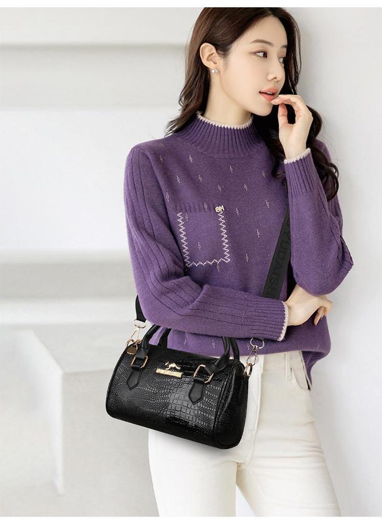 Women's 2025 Fashion Crocodile Texture Handbag: Stylish Single-Shoulder Crossbody Bag