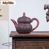 350ml Yixing Purple Clay Teapot Handmade Hundred Blessings Gourd Pot Raw Ore Dragon's Blood Sand Tea Brewing Kettle Zisha Teaset