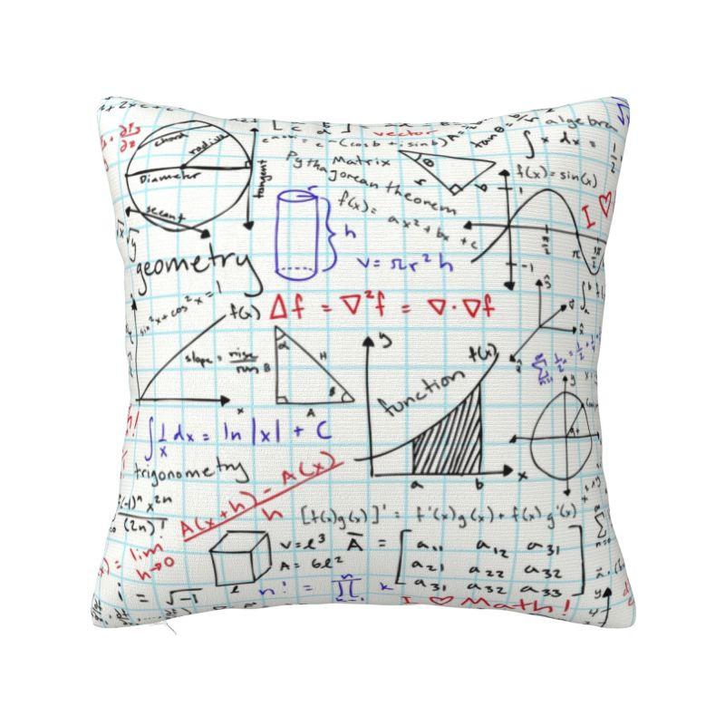 Mathematics Formulas Math Numbers Luxury Pillow Cover Home Decorative Geek Science Puzzle Sofa Cushion