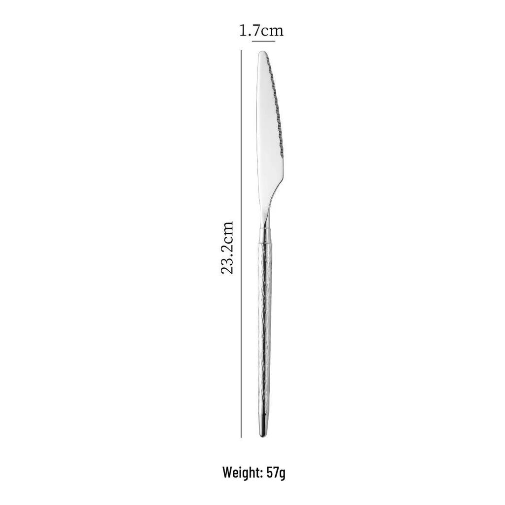 304 Stainless Steel Western Cutlery Set: Steak Knife, Fork, Dessert Spoon & Fruit Fork.