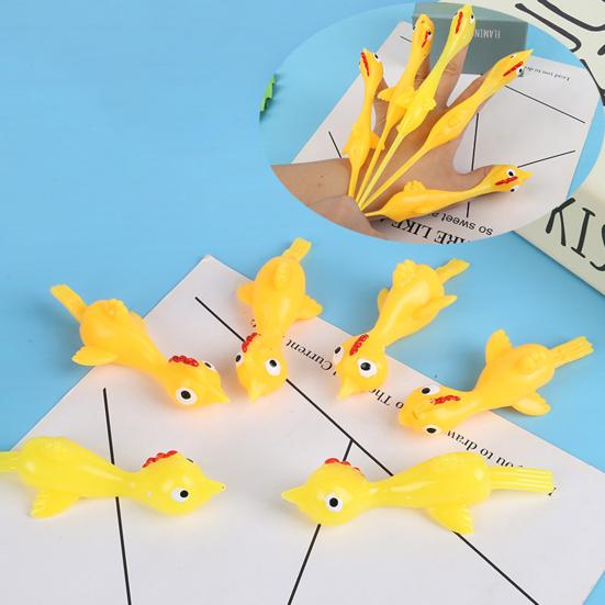 10Pcs Flying Chicken Catapult Rubber Chicken Finger Catapult Stretchy Chicken Shooter for Kids Indoor Outdoor