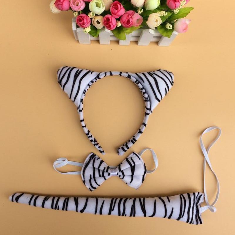 Halloween Animal Tiger Headpiece With Red Horns Demon Headband Cosplay For