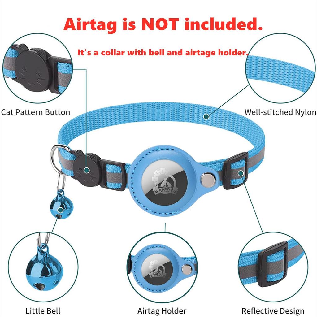 Katzenhalsband mit Schutzhülle für Airtag Anti Lost Locator Tracker Hundezubehör Reflektierende Haustierhalsbänder