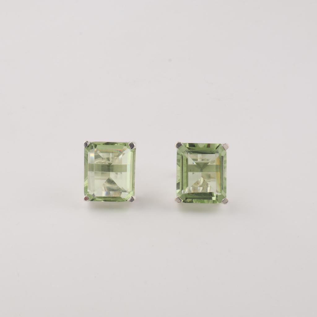 Green Amethyst Gemstone 925 Solid Silver Jewelry Handmade Women's Earrings 0.4" For Thanksgiving Gift EE-179-14