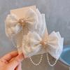 Heart Tulle Bow Hair Clips Rhinestone Princess Barrettes Elegant Fairy Duckbill Clips  Wedding