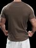2024 Men's Semi-Tight Henley Fitness Shirt - Solid Color Striped Stretch Short Sleeve Athletic Top