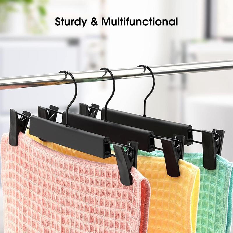 5-30PCS Pants Hangers with Adjustable Clips,Non-Slip Skirts Hanger with 360 ° Swivel Hook,Black Trouser Organizer Rack for Jeans