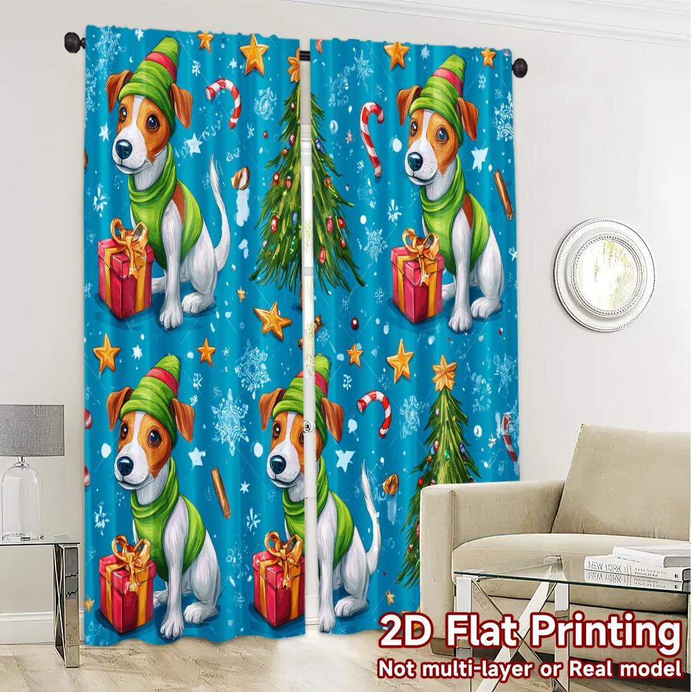 2D Flat Printing  JIT 2pcs   Curtains (Without Rod) Festive Pup Popular Curtains&Drapes Versatile Durable Polyester Curtains Art