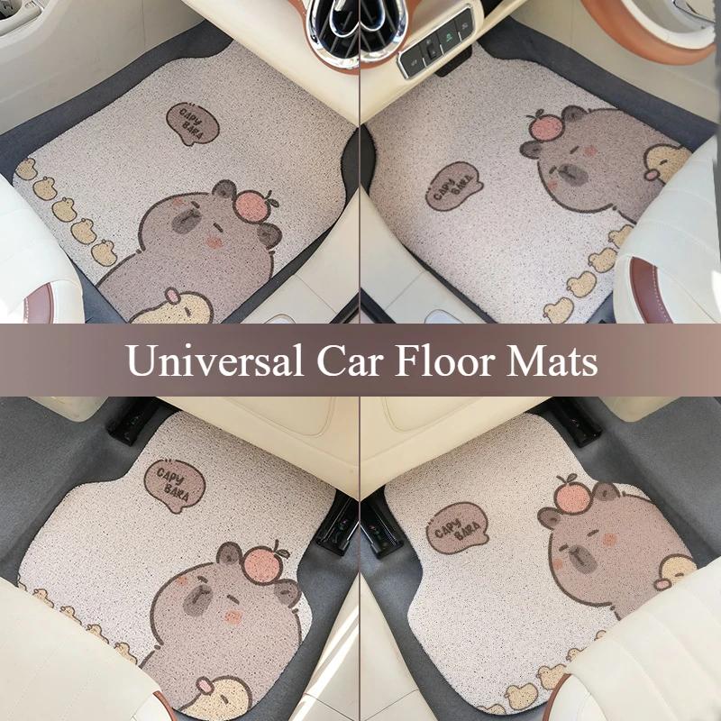 Universal Cute Capybara Car Floor Mat Set - Tailored Wire Mat Wear Resistant Stain Resistant Auto Mat Accessories