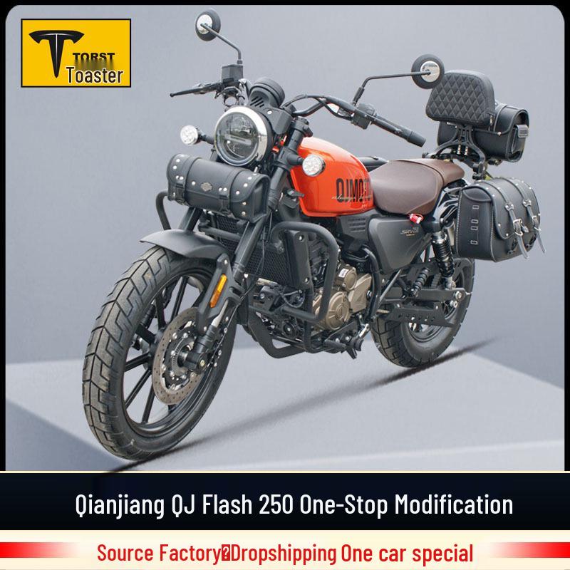 Qianjiang Flash 250 Front Bumper Guard, Anti-Fall Bar, Flash 150 Rear Backrest & Quick-Release Side Bags