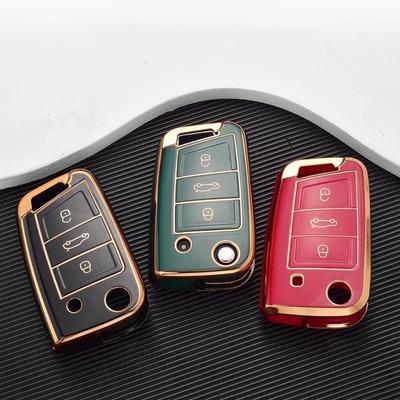Funda de Silicona TPU para Llave de Coche Plegable para VW Volkswagen Golf 7 MK7 Tiguan MK2 para Seat Ateca Leon FR 2 Ibiza Skoda Octavia