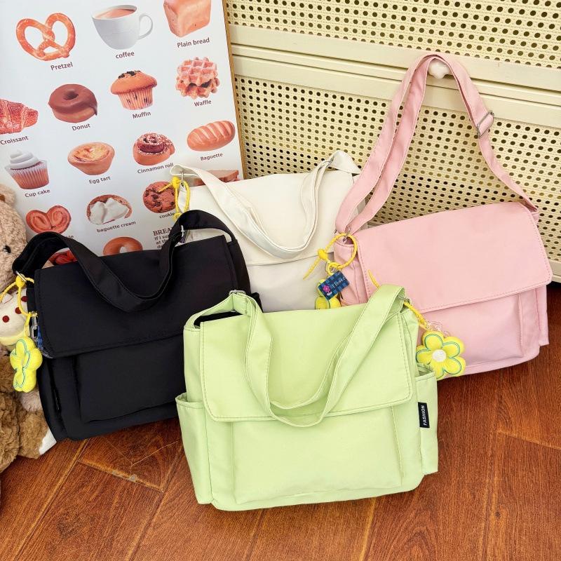 Solid Color Simple Casual Crossbody Bag Large Capacity Japanese Literature and Art Versatile Shoulder Bag Youth Campus Student Tote Bag
