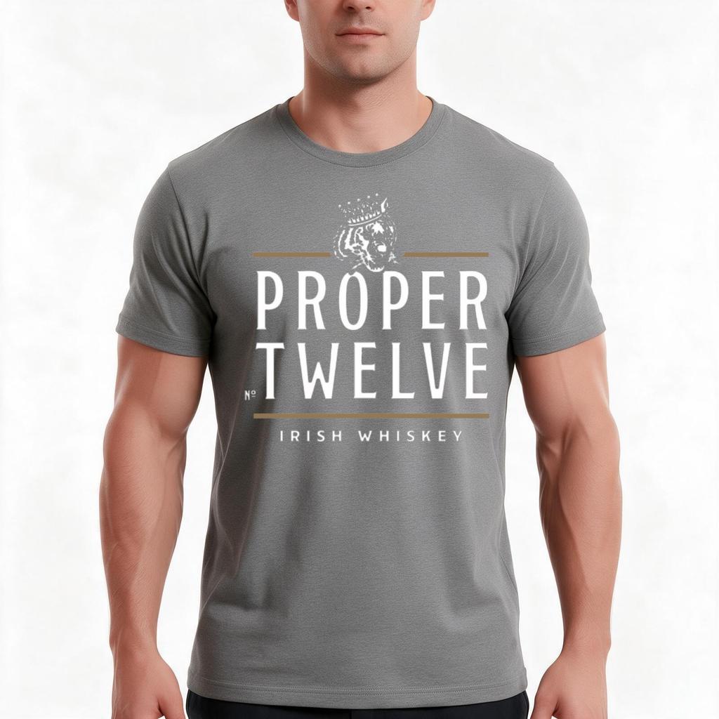 Proper 12 Proper Twelve Irish Whiskey Tshirt Summer Casual Cotton Tee Oversized Streetwear Tops Vintage Graphic Print