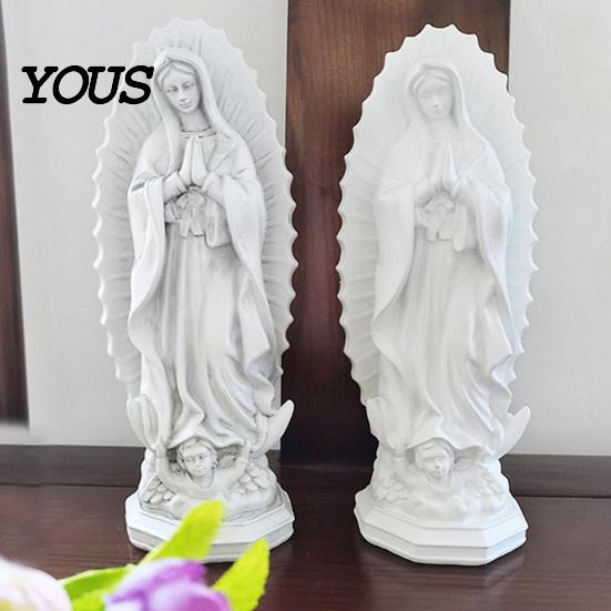 Dekoracje do Kącika Kawowego Figura Religijna Matki Bożej z Guadalupe, Figurka Dziewicy Maryi, Rzeźba z Żywicy, Egzotyczne Akcesoria do Domu Inspirująca Sztuka dla