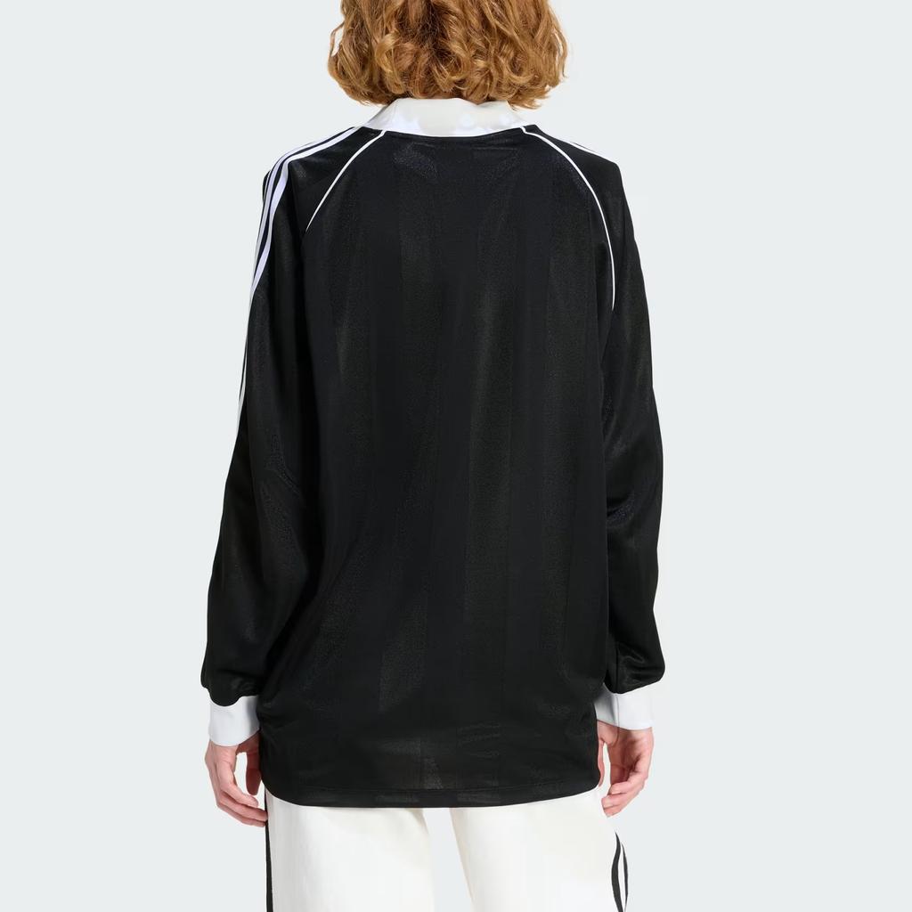 Adidas Originals 3-Stripes Jacquard Loose V-Neck Pullover Long Sleeve T-Shirt Women tops KD2897