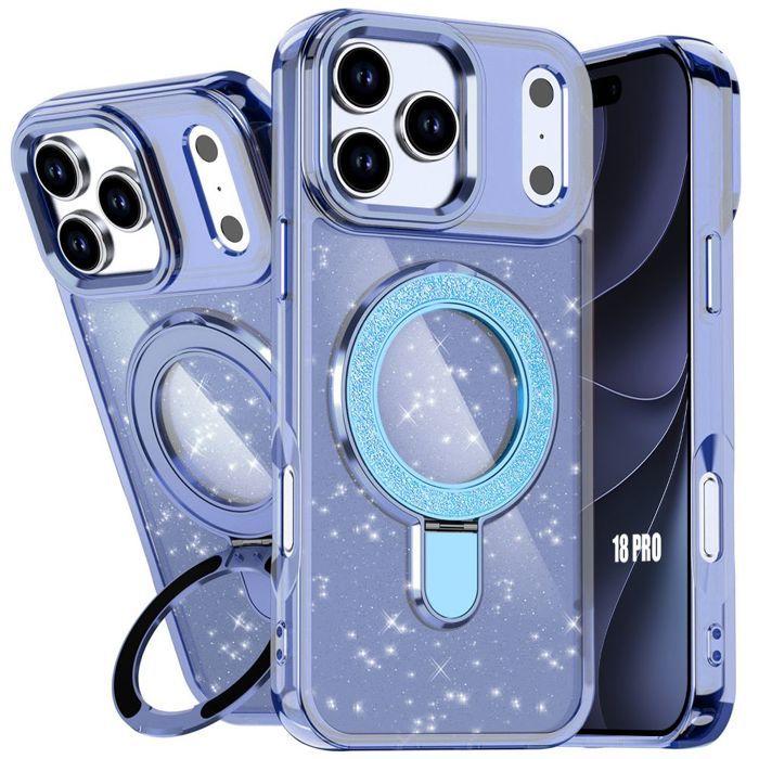 Coque pour iPhone 18 Pro, Protection Antichoc PC Silicone avec Cercle Magnétique - Bleu