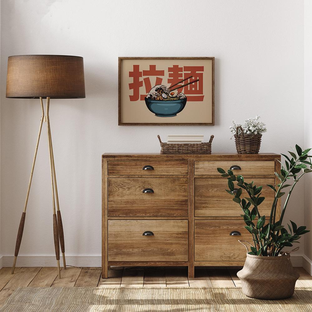 Japon Hokusai Ramen Duvar Baskı Resimleri Vintage Büyük Dalga Kapalı Kanagawa Posterler Sanat Tuval Boyama Mutfak Mağazası Dekor