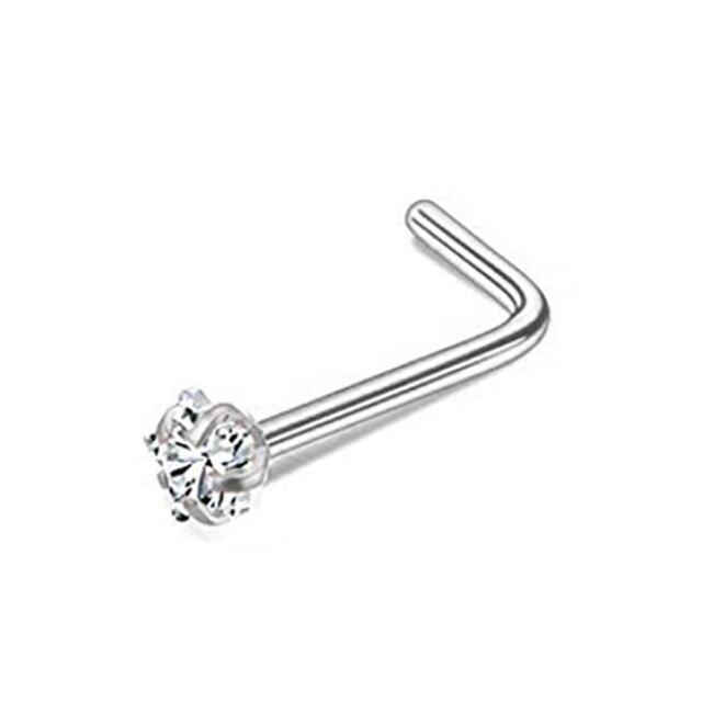 

Кольца для носа в форме буквы L из нержавеющей стали, фианитовые серьги-гвоздики для пирсинга тела