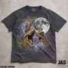 Three Dilophosaurus Moon Shirt, Dinosaur Lover Tee, Funny Dilophosaurus Galaxy Gift, Vintage Wash Retro Graphic Top, Prehistoric Nature Gift