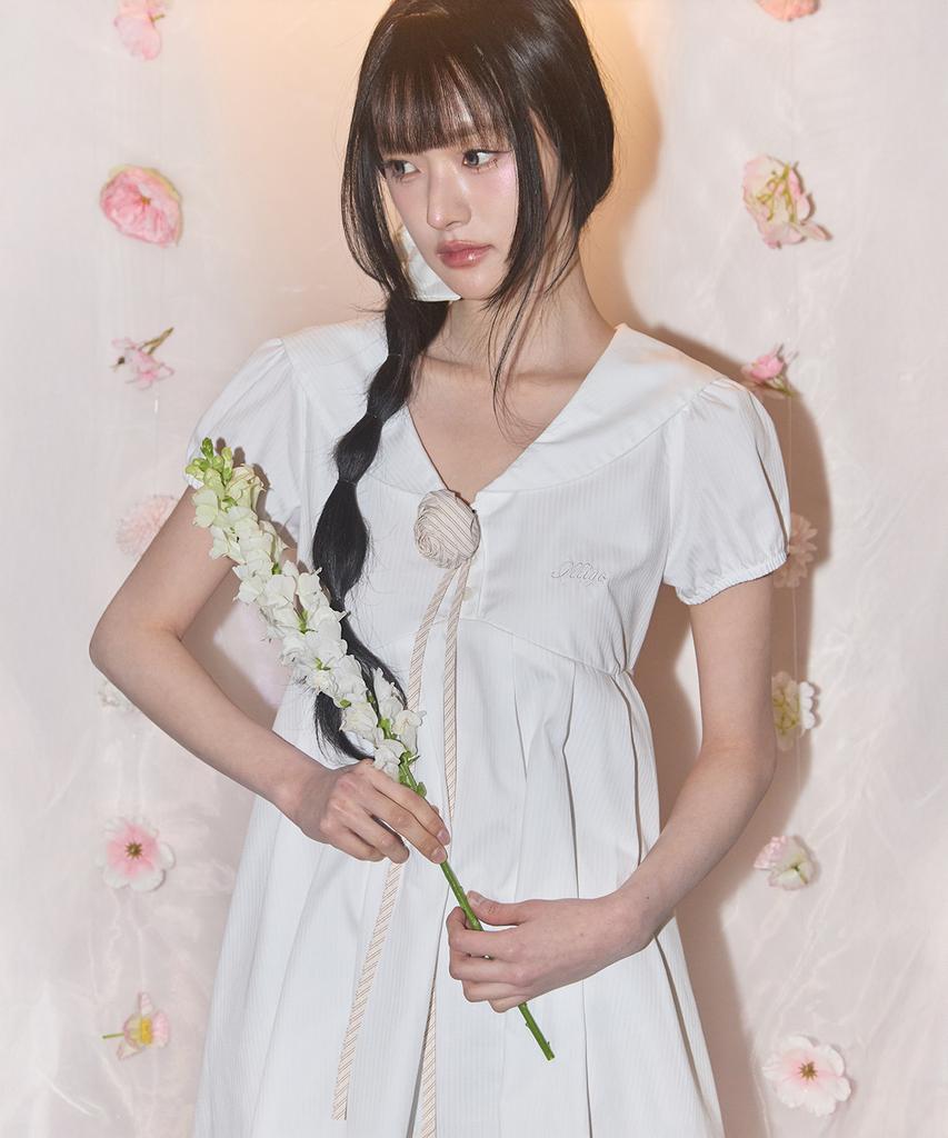 Iligo Sailor Collar Dress White