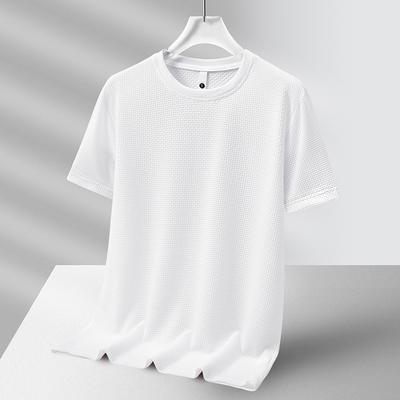 Netz-Kurzarm-T-Shirt für junge Männer, Sommer, Schnelltrocknend, Eis Seide, Sport, Vielseitiges Halbarm-Oberteil