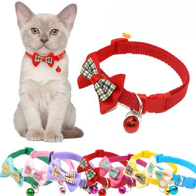 Pet Plaid Bow Collar Cat Puppy Collar