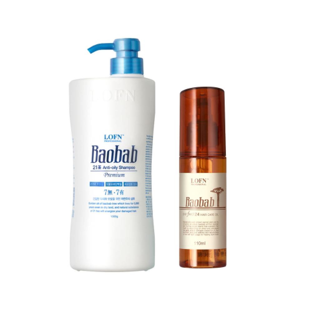 Lofn Baobab Oily Shampoo 1000ml + Perfect 24 Hair Care Oil 110ml FREE
