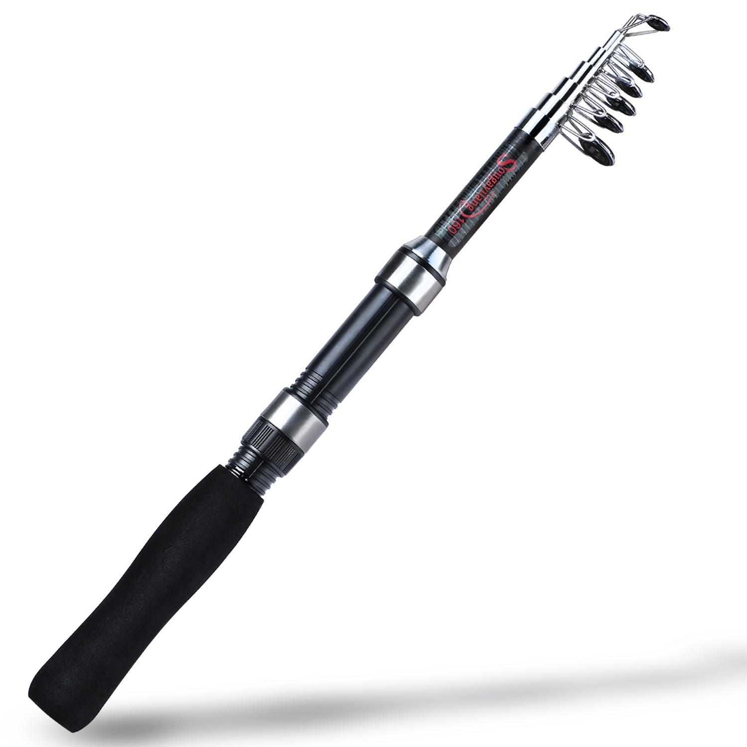 

SOUGAYILANG Удочка из 98% углеродного волокна, морская удочка, рыболовные снасти, рыболовные инструменты, телескопическая удочка, принадлежности для рыбалки 1.6M чёрный