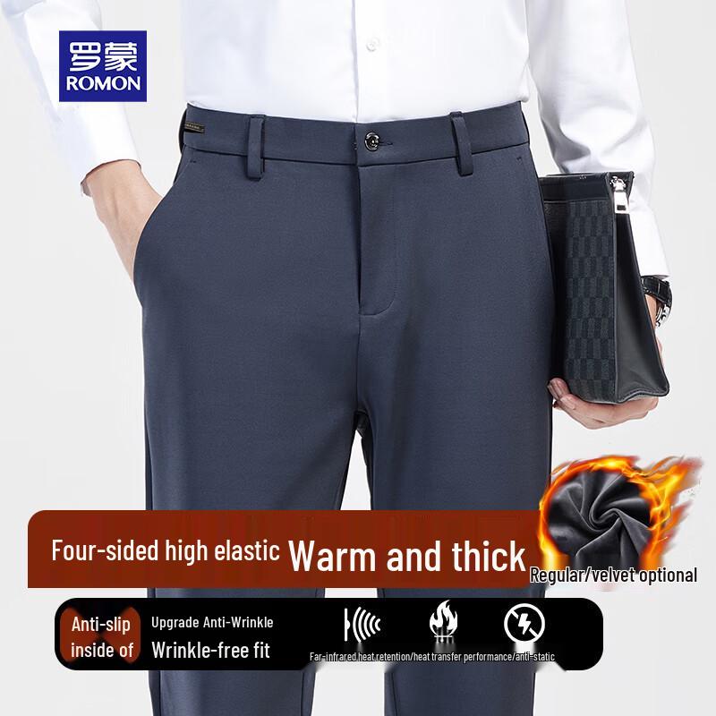 

ROMON Men s Business Casual Straight-Fit Pants 40