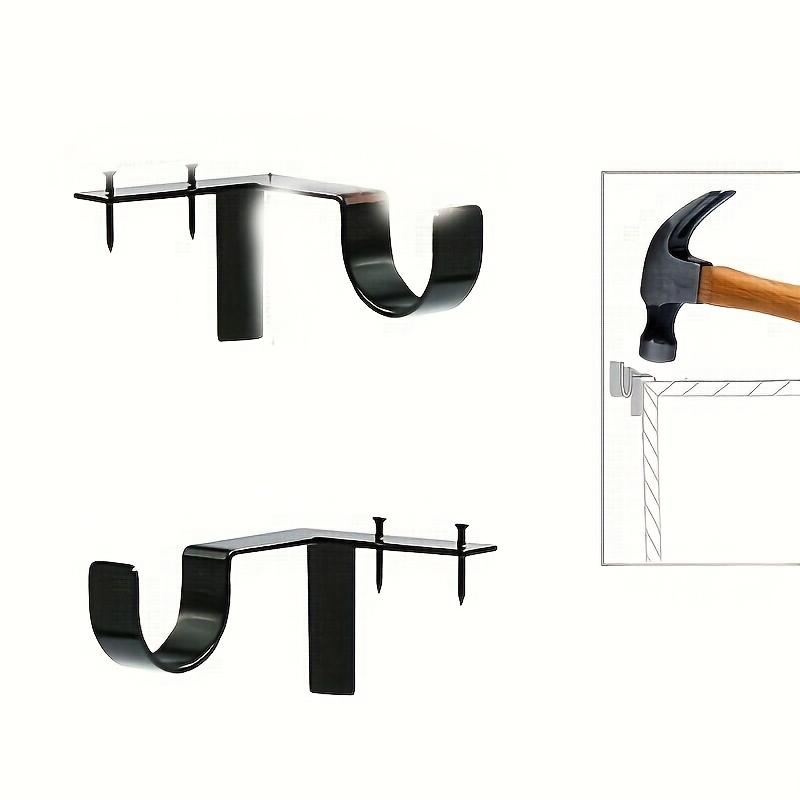 

2pcs Heavy Duty Curtain Drapery Rod Brackets Home Single Hook Curtain Rod Support Holders Into Window Frame