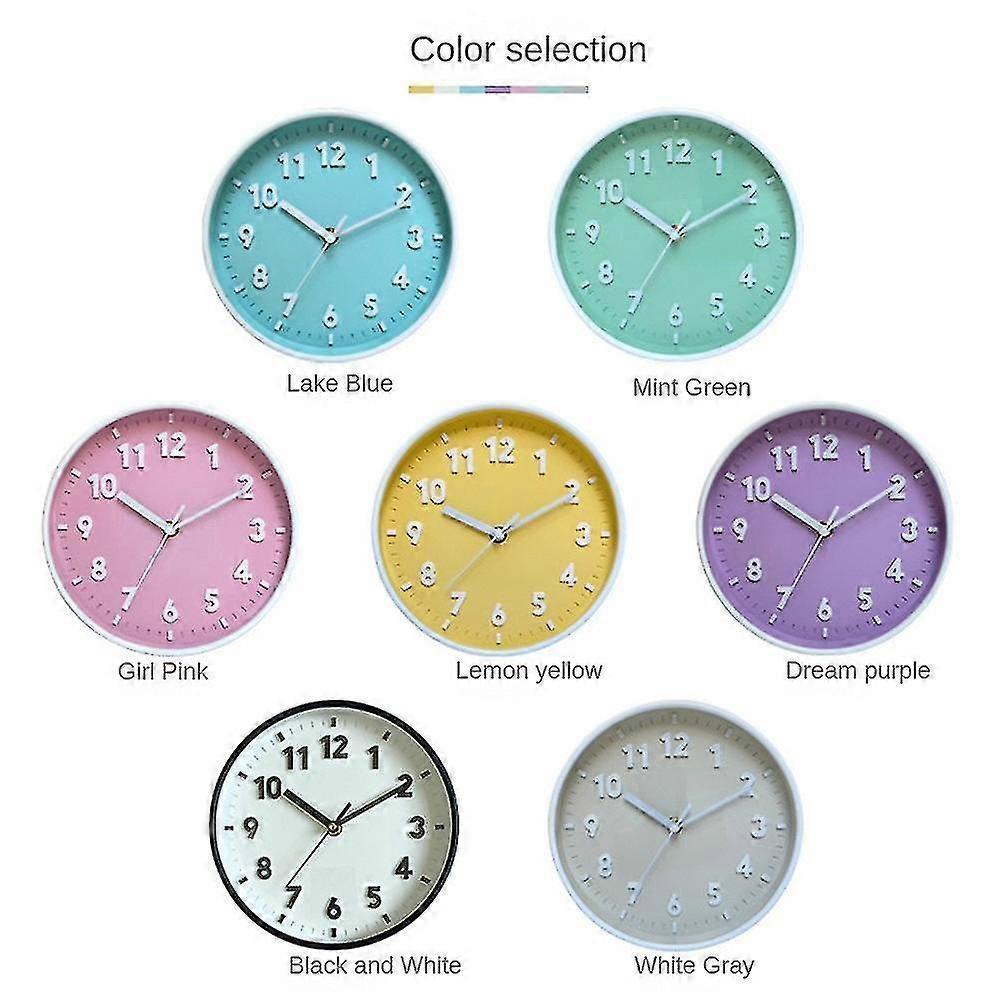 Vivid Colors Wall Clocks Round Simple Kids Room Decoration Silent Wall Watch Brief - RiRi
