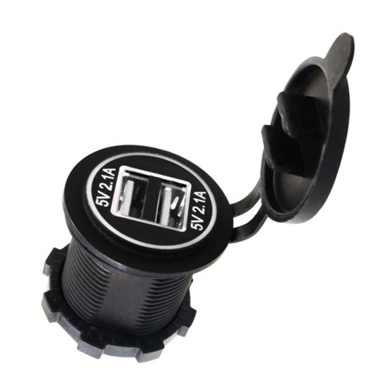 5V 2.1A doble USB-porter LED-skjerm Bilmotorsykkeltelefonladerkontaktadapter