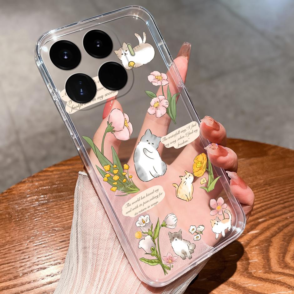 Case For Xiaomi17T 17Ultra Beautiful Flower Astronaut Anti-Fingerprint Transparent Shell For Xiaomi 17T 17 Ultra Coque Funda