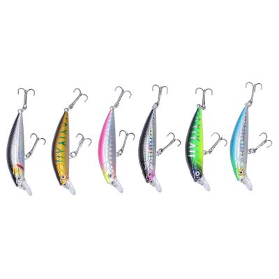 6 szt. Przynęty wędkarskie Twarda przynęta Minnow Crank Bait z podwójnym haczykiem Bass Crankbait Woblery